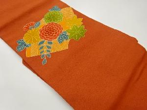 上代紬扇面に花葉模様名古屋帯